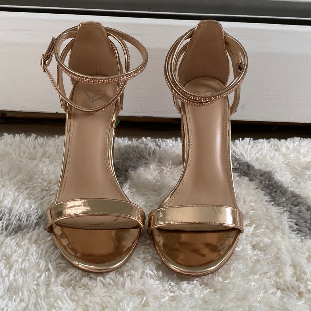 Rose Gold Shiny Diamond Heels